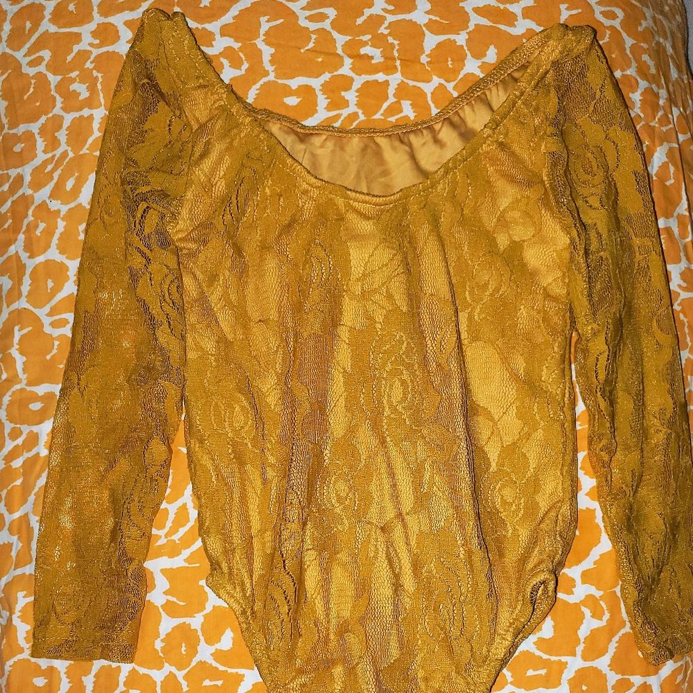 Bailey's Blossoms Lace Mustard Leotard